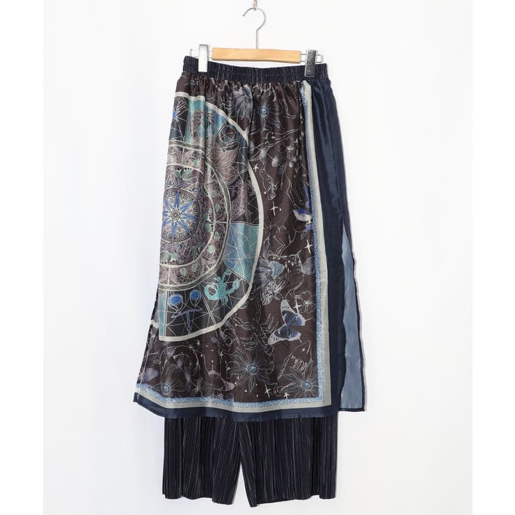 ネイビー | 星座ステンドグラス柄シアー×ボドレー素材パンツ | ScoLar