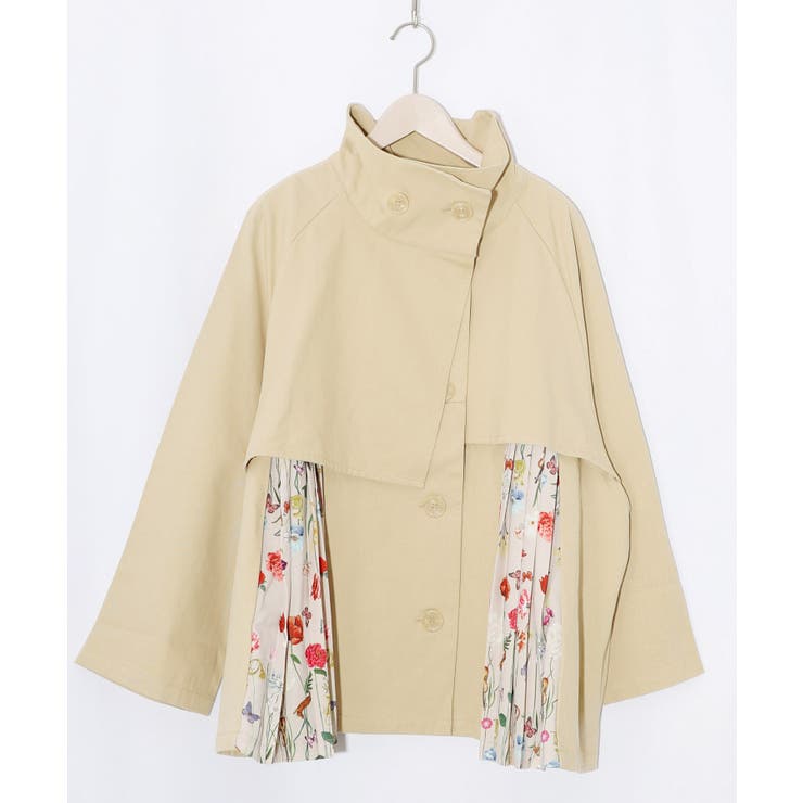 クラシカル柄プリーツ×ツイルトレンチ風コート | ScoLar | 詳細画像12 