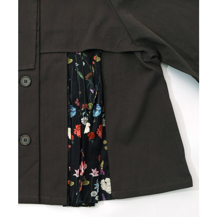 クラシカル柄プリーツ×ツイルトレンチ風コート | ScoLar | 詳細画像18 