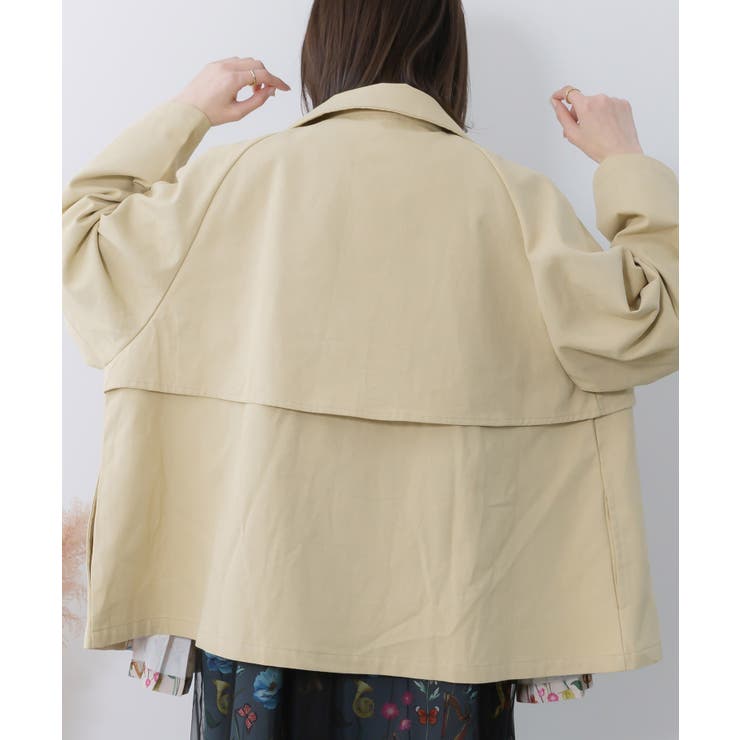 クラシカル柄プリーツ×ツイルトレンチ風コート | ScoLar | 詳細画像9 