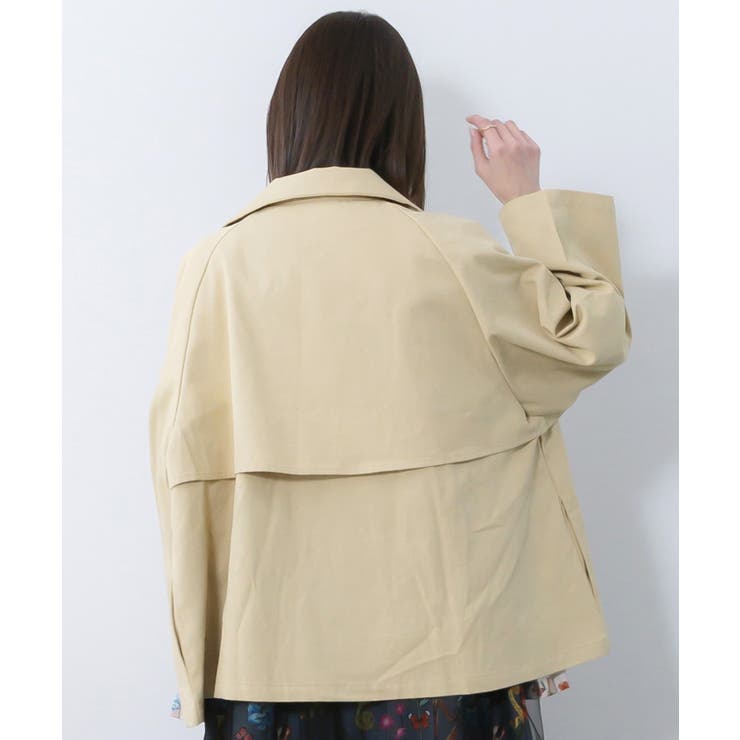 クラシカル柄プリーツ×ツイルトレンチ風コート | ScoLar | 詳細画像4 