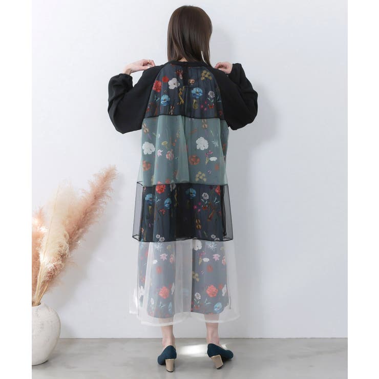 クラシカル花柄チュール重ねワンピース | ScoLar | 詳細画像4 