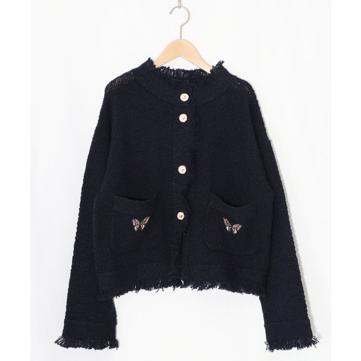 蝶刺繍×蝶ボタン付きニットカーディガン | ScoLar | 詳細画像12 