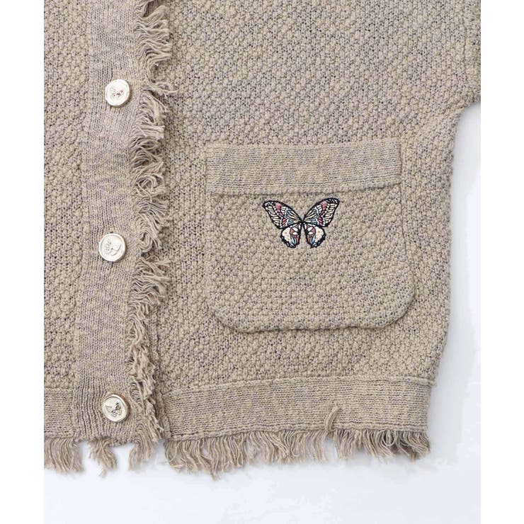 蝶刺繍×蝶ボタン付きニットカーディガン | ScoLar | 詳細画像17 