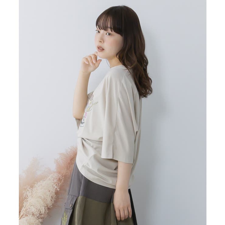 ネコ×作曲刺繍ポンチ生地半袖Tシャツ | ScoLar | 詳細画像3 
