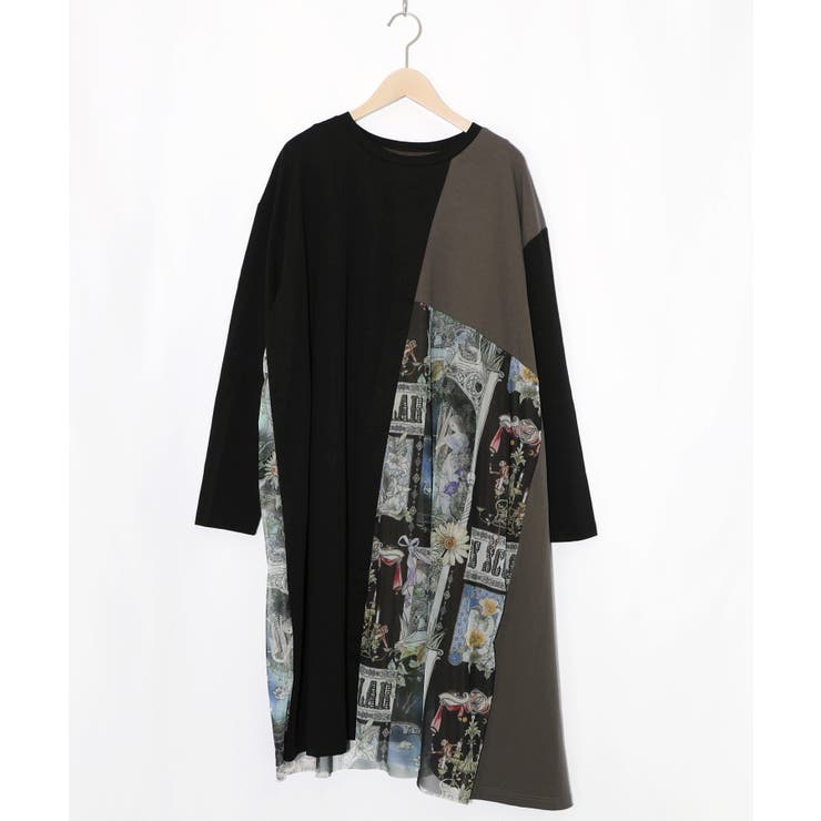 アンティークプリント柄切替ワンピース | ScoLar | 詳細画像12 