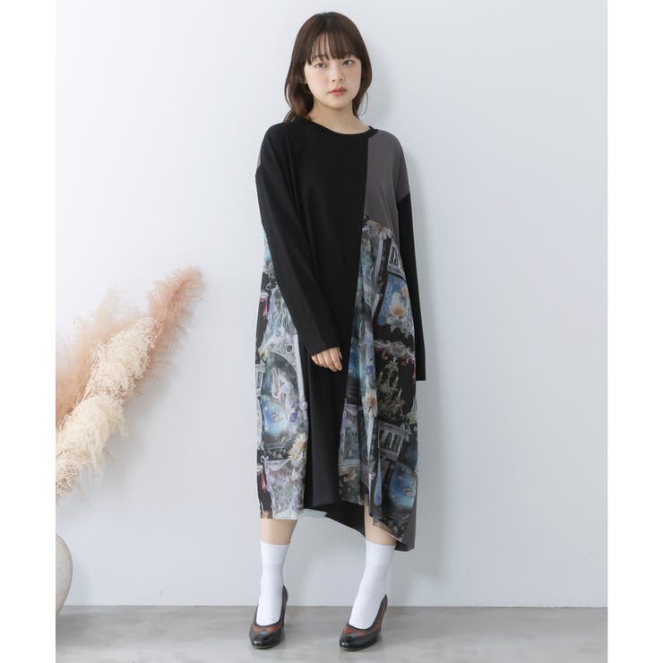 アンティークプリント柄切替ワンピース | ScoLar | 詳細画像2 