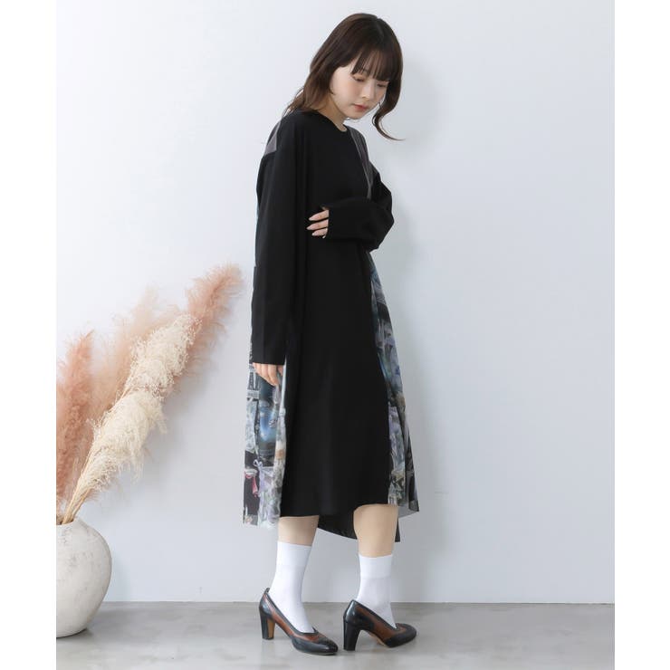 アンティークプリント柄切替ワンピース | ScoLar | 詳細画像5 