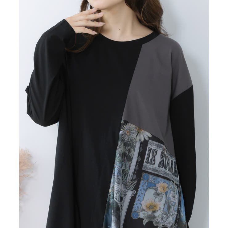 アンティークプリント柄切替ワンピース | ScoLar | 詳細画像6 