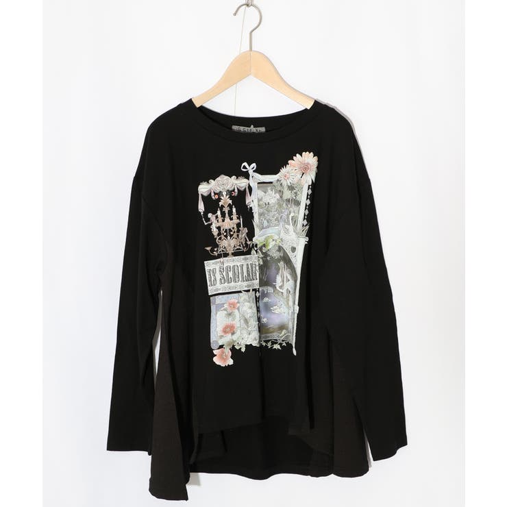 ブラック | アンティークプリント柄チュニック | ScoLar