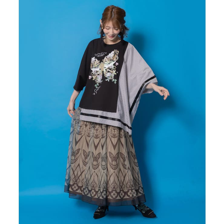 ゴシック柄チュール重ねリバーシブルスカート | ScoLar | 詳細画像1 