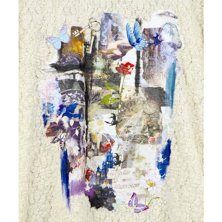 魔女の秘密コラージュ柄 シャーリングレースプルオーバー | ScoLar | 詳細画像8 