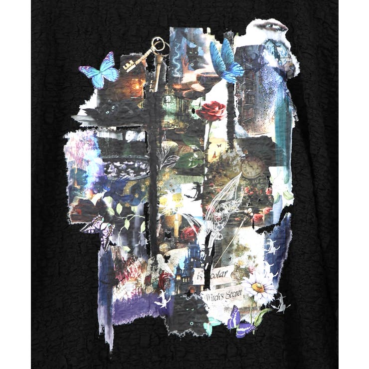 魔女の秘密コラージュ柄 シャーリングレースプルオーバー | ScoLar | 詳細画像9 