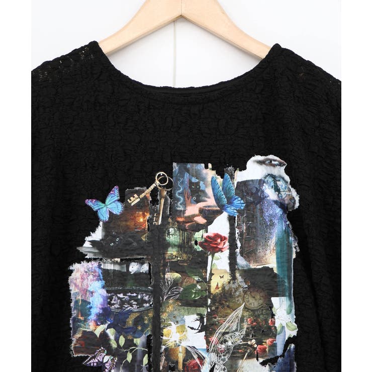 魔女の秘密コラージュ柄 シャーリングレースプルオーバー | ScoLar | 詳細画像10 