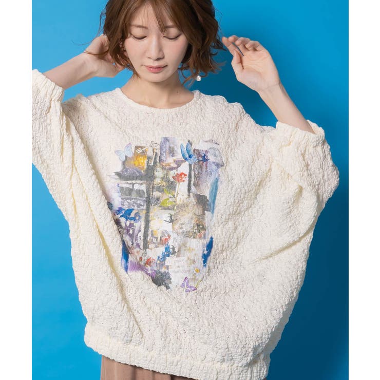 魔女の秘密コラージュ柄 シャーリングレースプルオーバー | ScoLar | 詳細画像5 