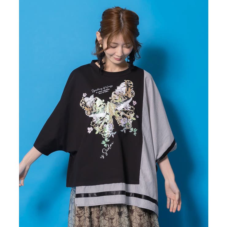 ラメ入りアンティーク柄アシメ異素材切替PO | ScoLar | 詳細画像2 