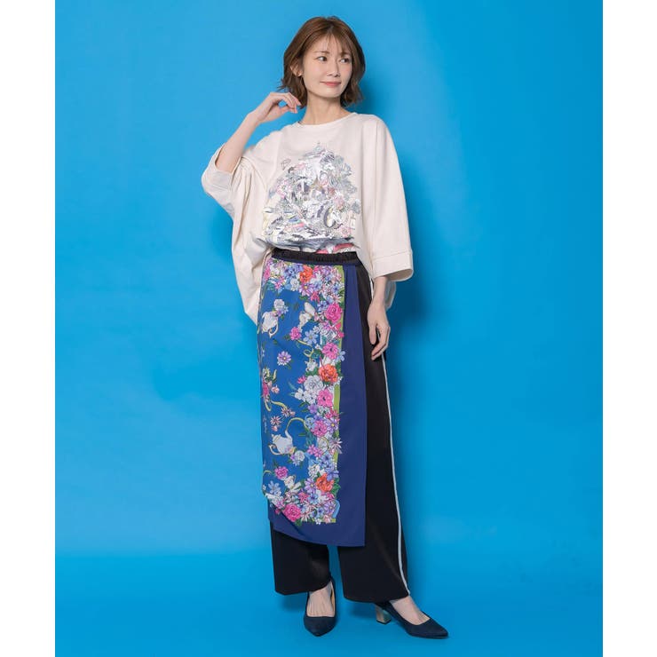 スカーフ柄巻きスカート付きパンツ | ScoLar | 詳細画像1 