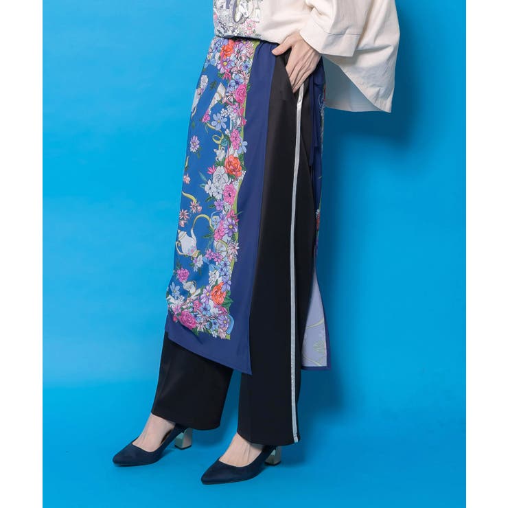 スカーフ柄巻きスカート付きパンツ | ScoLar | 詳細画像3 