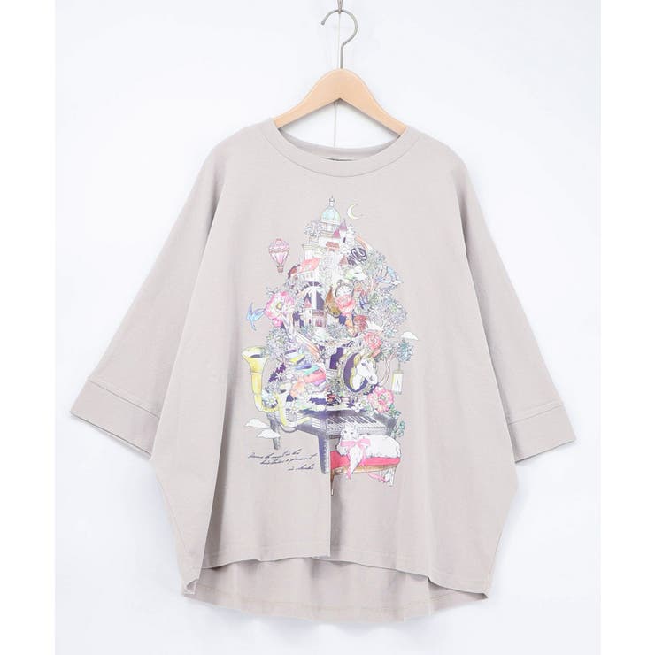 グレー | ツリーハウス柄麻タッチコットンプルオーバー | ScoLar