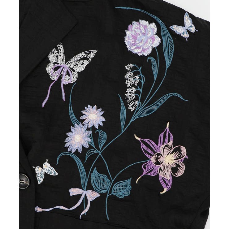 シアージャガード花蝶刺繍配色ジャケット | ScoLar | 詳細画像10 