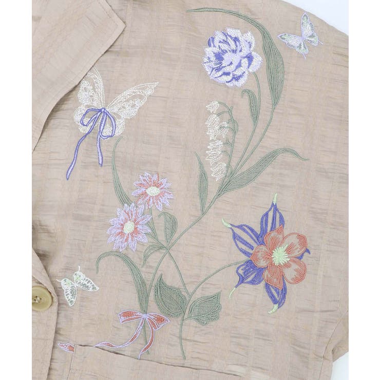 シアージャガード花蝶刺繍配色ジャケット | ScoLar | 詳細画像12 