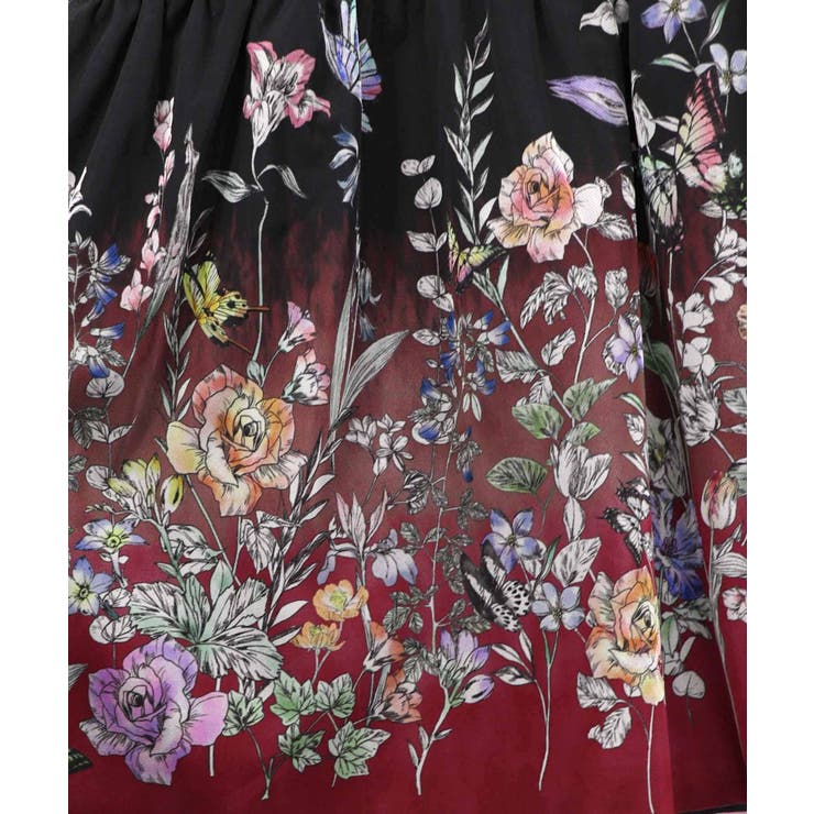 ジャージ風グラデーション裾花チュールフレアワンピース | ScoLar | 詳細画像3 