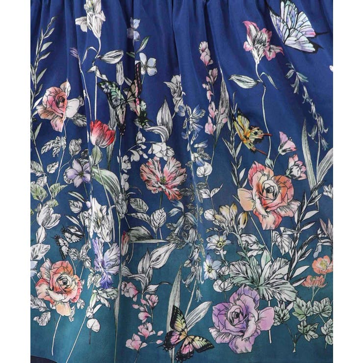 ジャージ風グラデーション裾花チュールフレアワンピース | ScoLar | 詳細画像5 