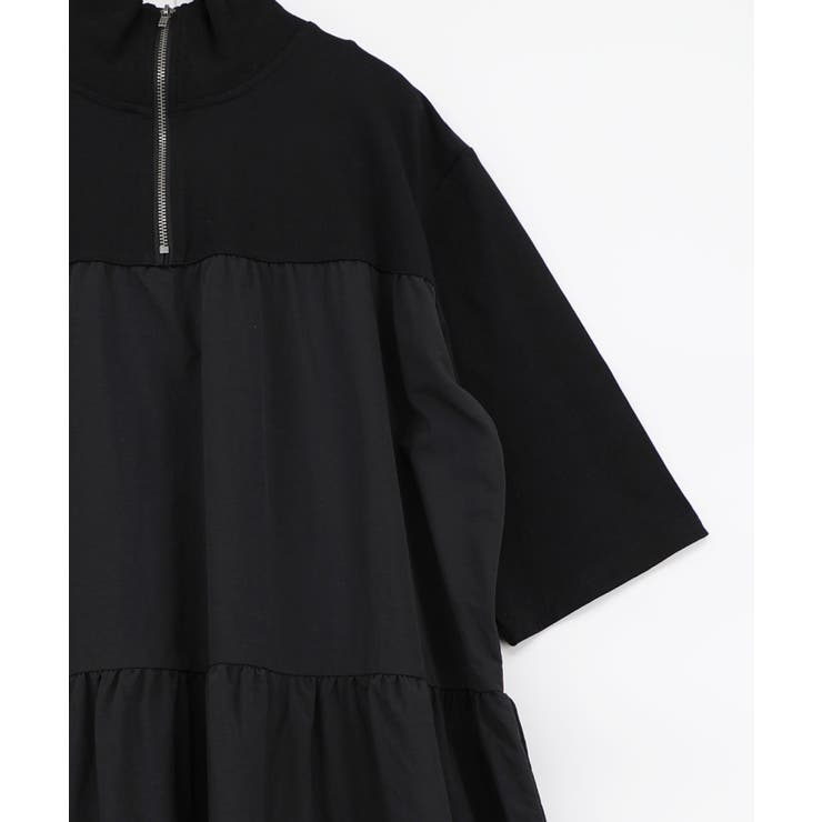 ジャージ風グラデーション裾花チュールフレアワンピース | ScoLar | 詳細画像7 