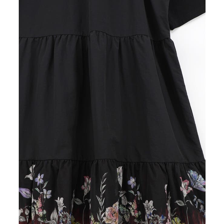 ジャージ風グラデーション裾花チュールフレアワンピース | ScoLar | 詳細画像8 