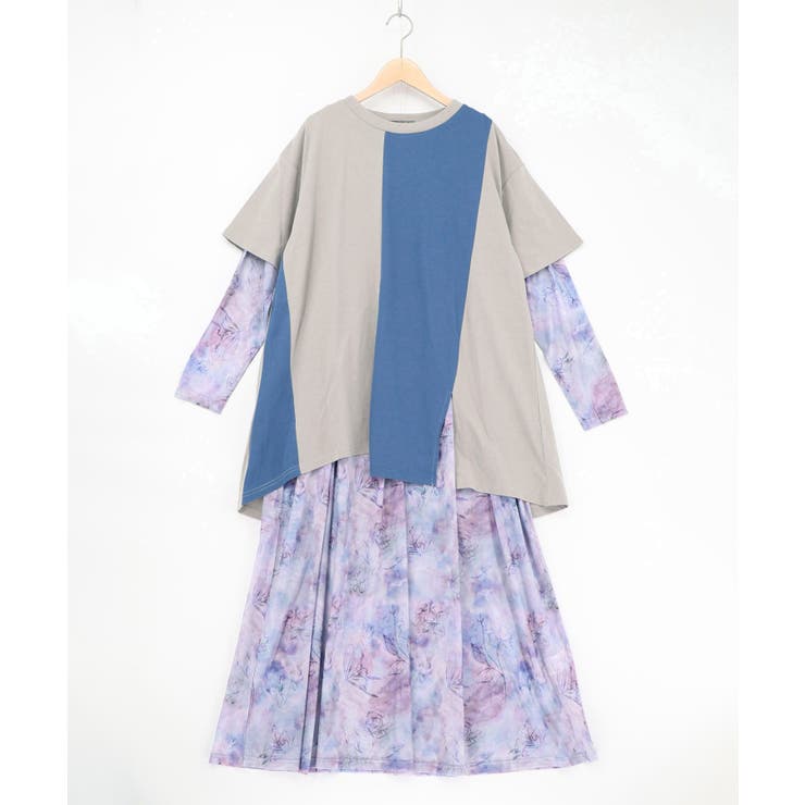 配色チュニック×マーブル柄ワンピセット | ScoLar | 詳細画像10 