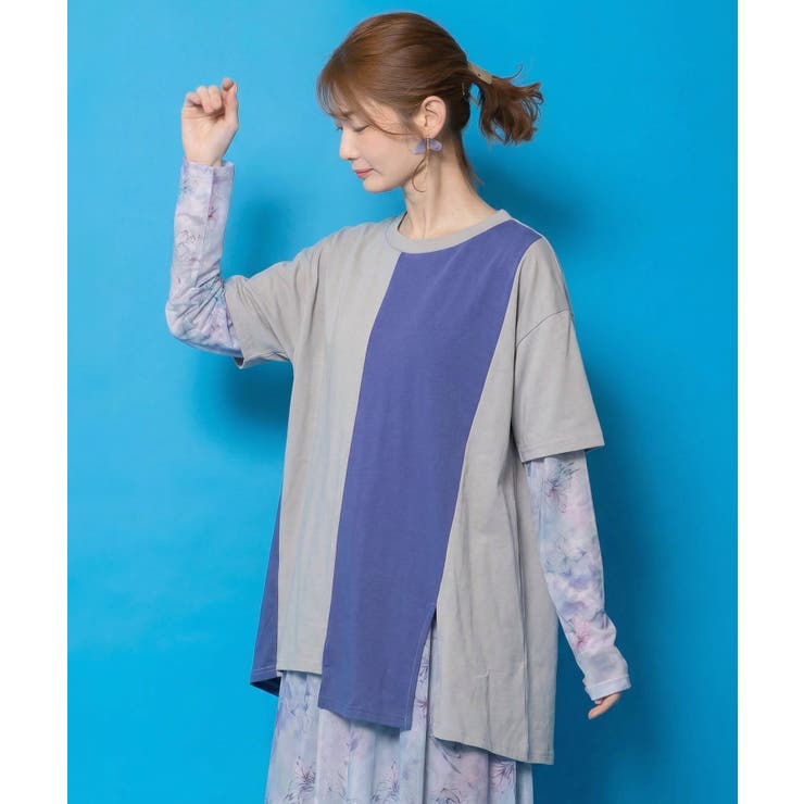 配色チュニック×マーブル柄ワンピセット | ScoLar | 詳細画像1 