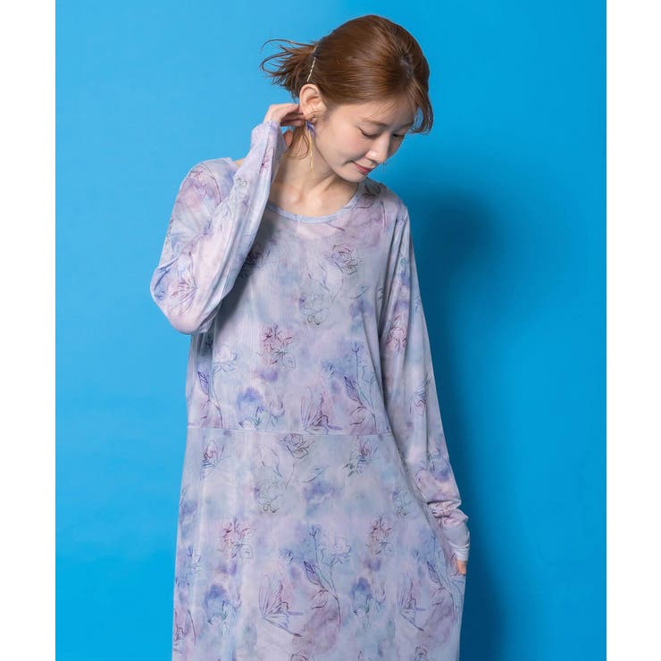 配色チュニック×マーブル柄ワンピセット | ScoLar | 詳細画像4 