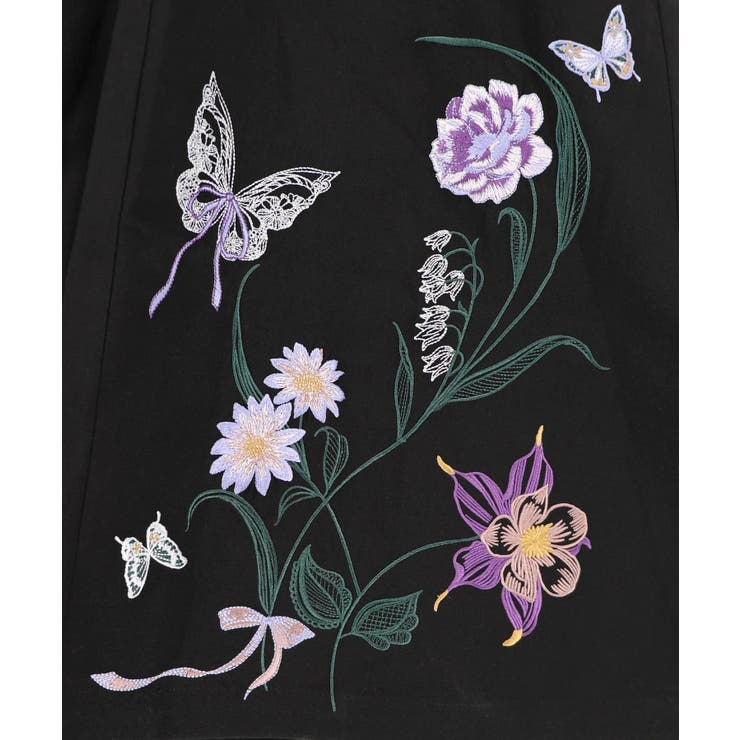 花蝶刺繍トレンチ風ジャンパースカート | ScoLar | 詳細画像15 