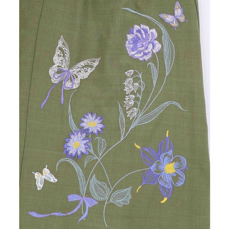 花蝶刺繍トレンチ風ジャンパースカート | ScoLar | 詳細画像17 