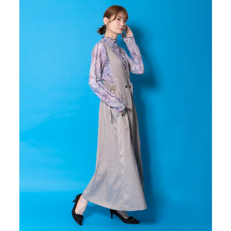 花蝶刺繍トレンチ風ジャンパースカート | ScoLar | 詳細画像4 