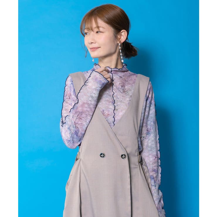 花蝶刺繍トレンチ風ジャンパースカート | ScoLar | 詳細画像5 