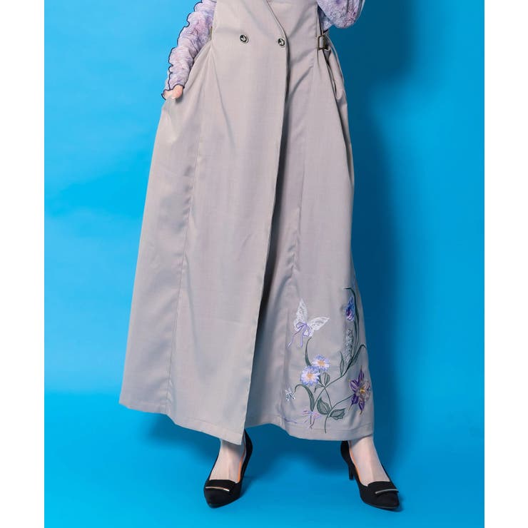 花蝶刺繍トレンチ風ジャンパースカート | ScoLar | 詳細画像6 