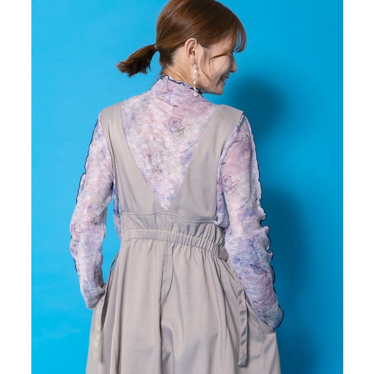 花蝶刺繍トレンチ風ジャンパースカート | ScoLar | 詳細画像8 