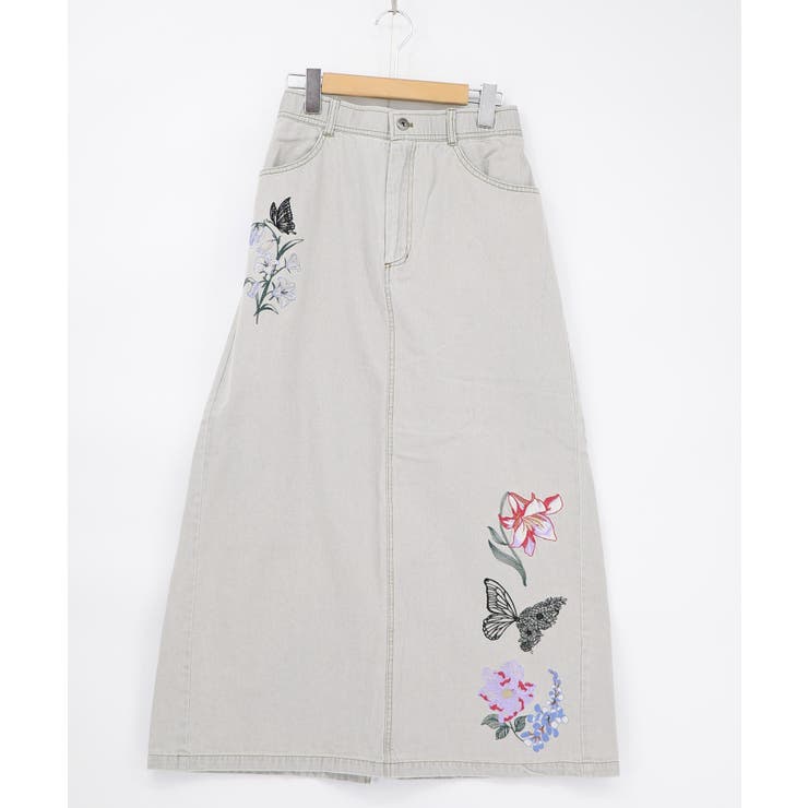 花蝶刺繍デニムロングスカート | ScoLar | 詳細画像11 