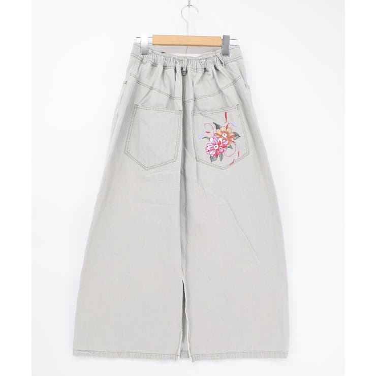 花蝶刺繍デニムロングスカート | ScoLar | 詳細画像12 