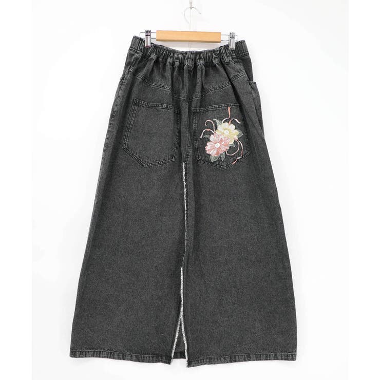 花蝶刺繍デニムロングスカート | ScoLar | 詳細画像14 