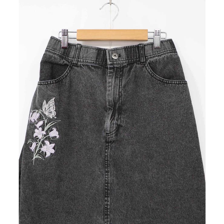 花蝶刺繍デニムロングスカート | ScoLar | 詳細画像16 