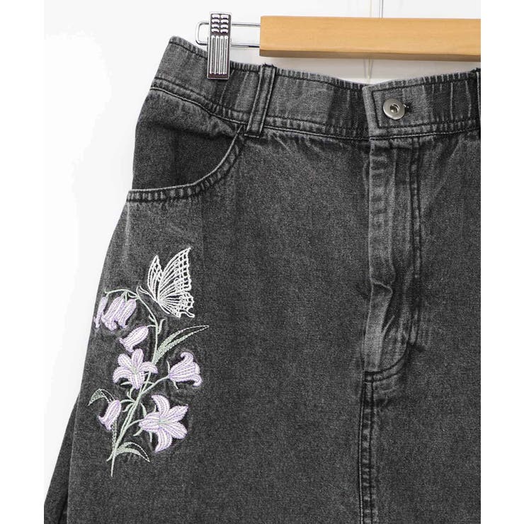 花蝶刺繍デニムロングスカート | ScoLar | 詳細画像17 