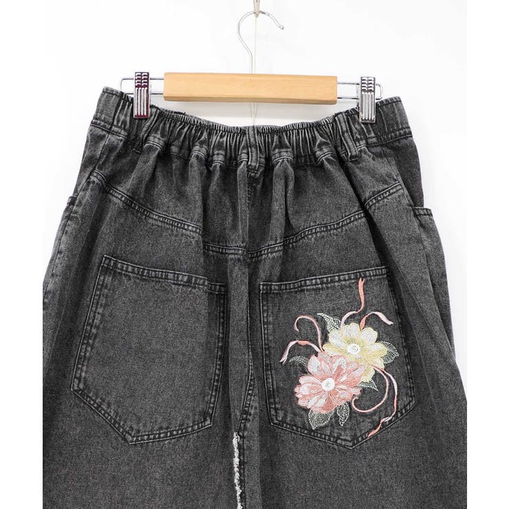 花蝶刺繍デニムロングスカート | ScoLar | 詳細画像19 