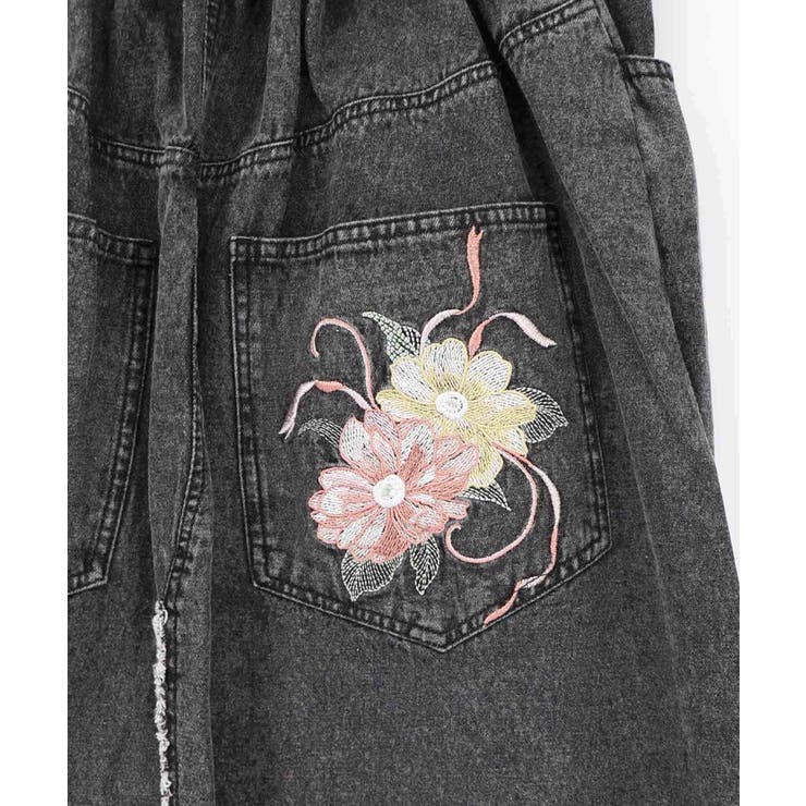 花蝶刺繍デニムロングスカート | ScoLar | 詳細画像20 