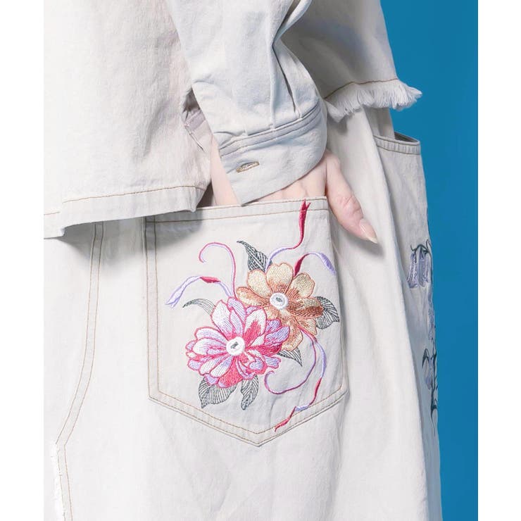 花蝶刺繍デニムロングスカート | ScoLar | 詳細画像10 