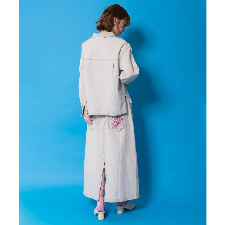 花蝶刺繍デニムロングスカート | ScoLar | 詳細画像6 