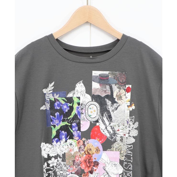花コラージュ柄シルケット天竺チュニック | ScoLar | 詳細画像12 