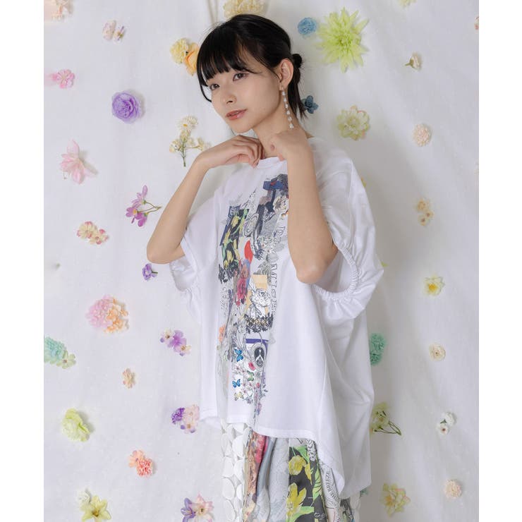 花コラージュ柄シルケット天竺チュニック | ScoLar | 詳細画像3 