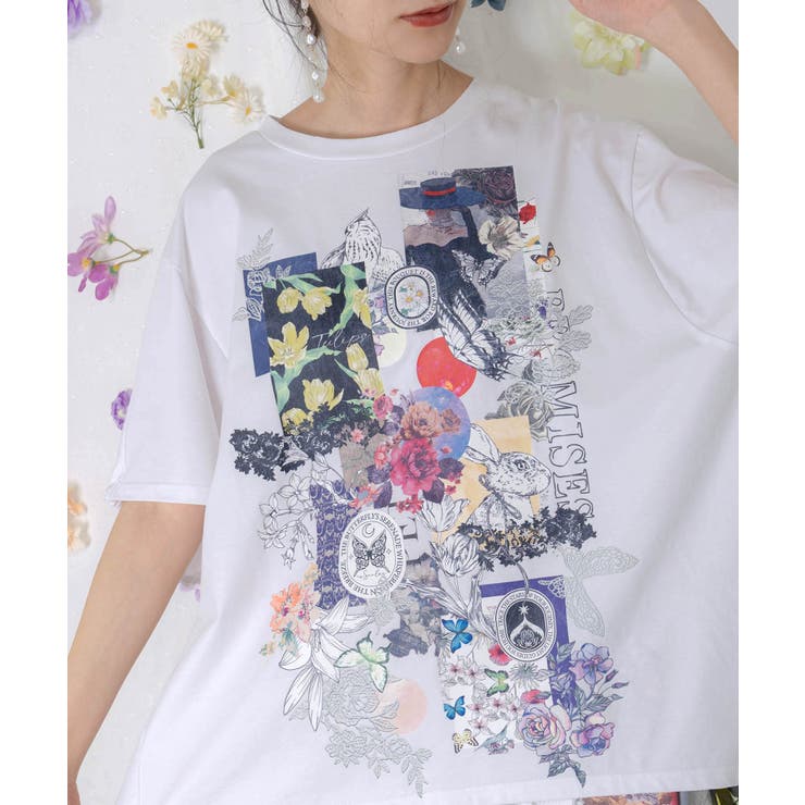 花コラージュ柄シルケット天竺チュニック | ScoLar | 詳細画像6 